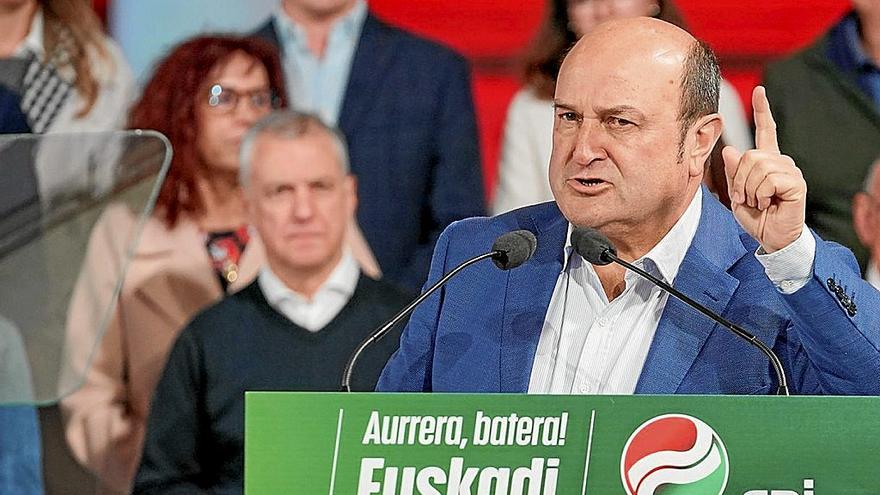 El presidente del EBB del PNV, Andoni Ortuzar, en el inicio de la campaña electoral. CEDIDA