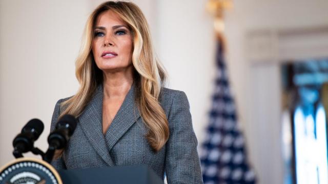 Melania Trump, durante su comparecencia en la Casa Blanca
