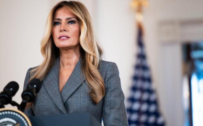 Melania Trump, durante su comparecencia en la Casa Blanca