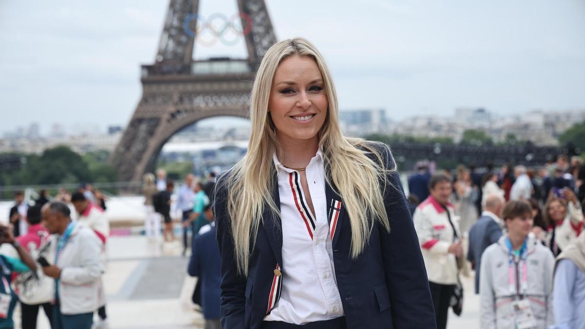 Lindsey Vonn en la ceremonia de apertura de los Juegos de París 2024.