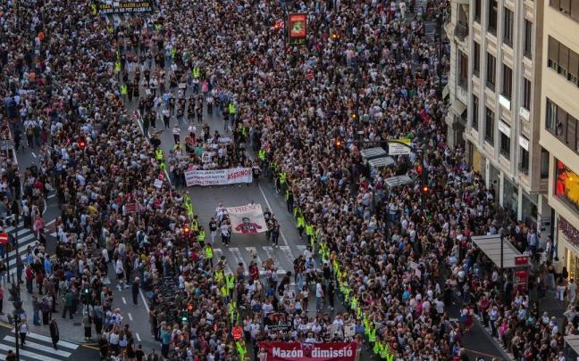 Imagen de archivo de una manifestación contra la gestión de Mazón durante la DANA