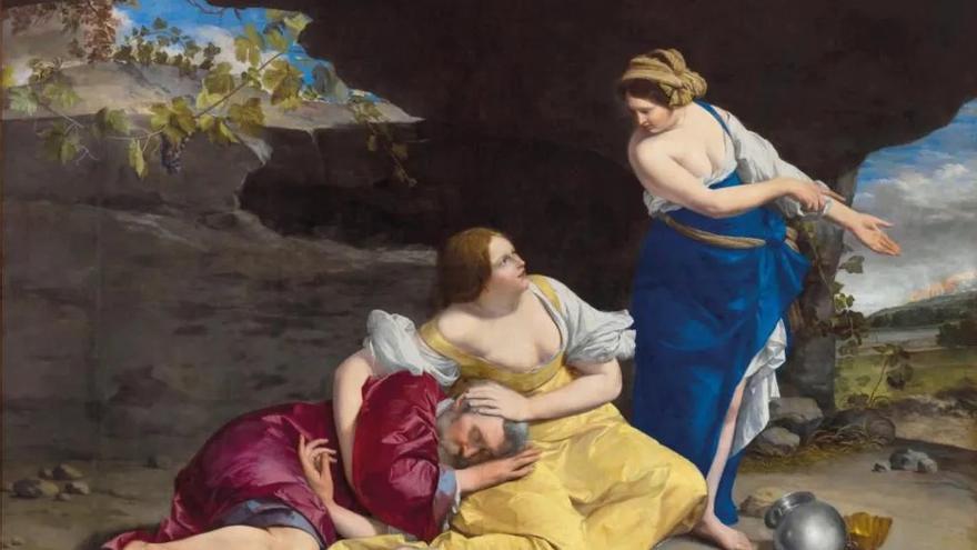 "Lot y sus hijas" del artista Orazio Gentileschi, una de las obras de la exposición