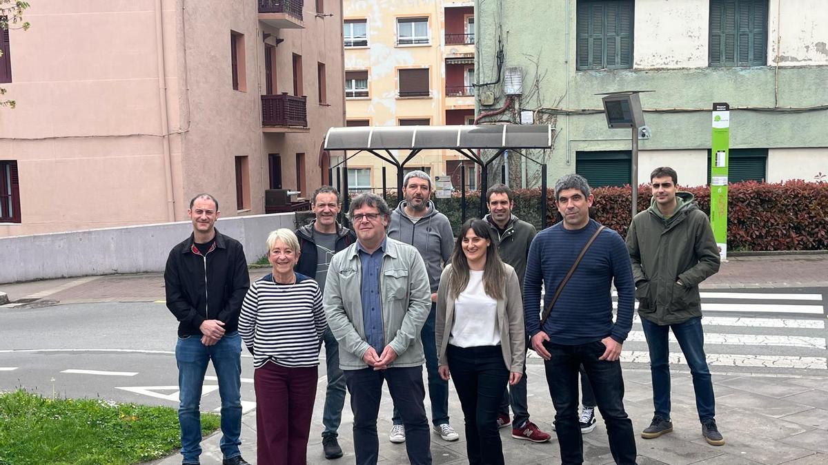 Los representantes de EH Bildu que han ofrecido la rueda de prensa.