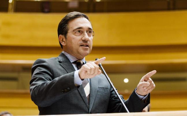 El ministro de Asuntos Exteriores, Unión Europea y Cooperación, José Manuel Albares, interviene durante una sesión plenaria en el Senado, a 25 de noviembre de 2025.