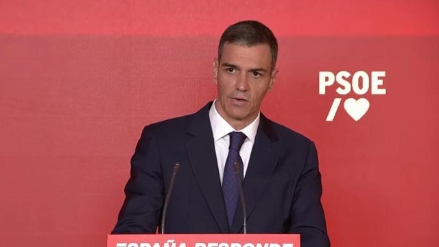 Pedro Sánchez durante su rueda de prensa tras la dimisión de Cerdán. / PSOE Pedro Sánchez durante su rueda de prensa tras la dimisión de Cerdán.