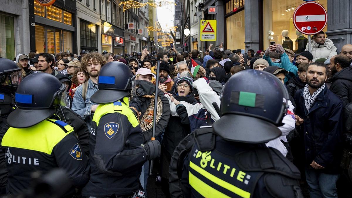 Protestas propalestinas en Ámsterdam.