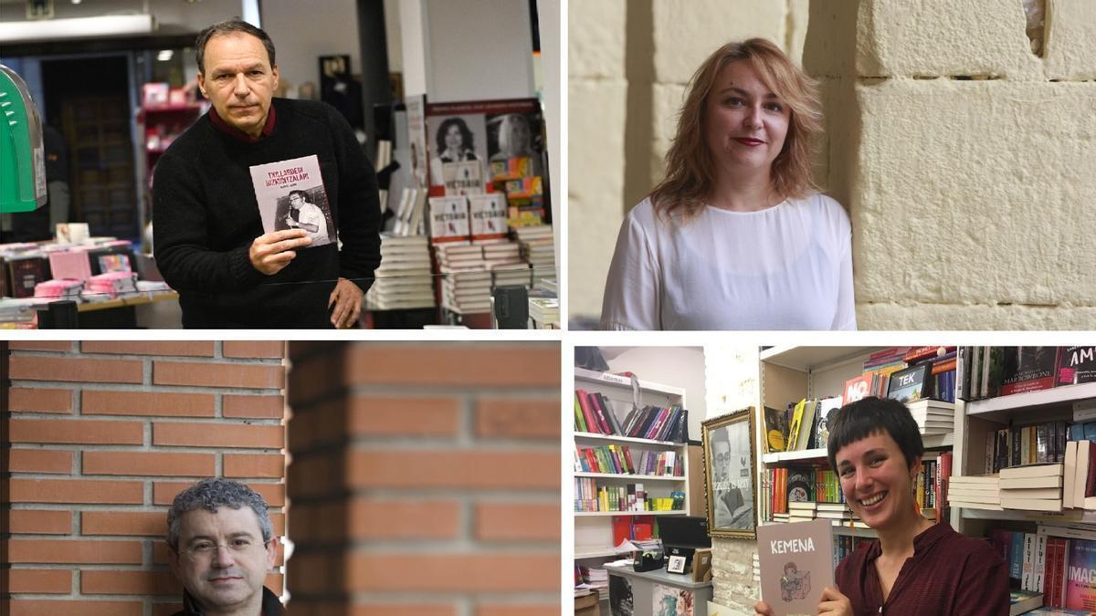 Los últimos premiados en los premios Euskadi de Literatura 2025, Markos Zapiain, Itxaso del Castillo, Koldo Biguri y Garazi Albizua.