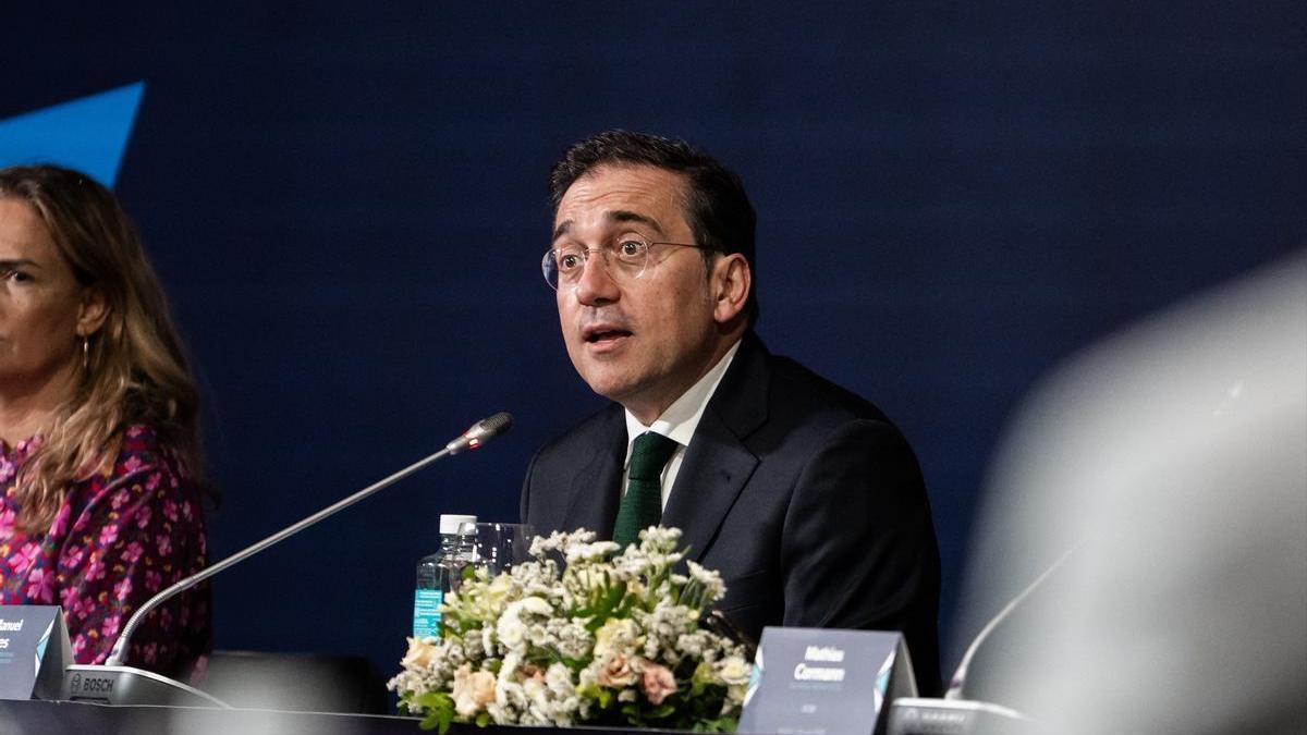 El ministro de Asuntos Exteriores, Unión Europea y Cooperación, José Manuel Albares, durante el Diálogo Ministerial OCDE.