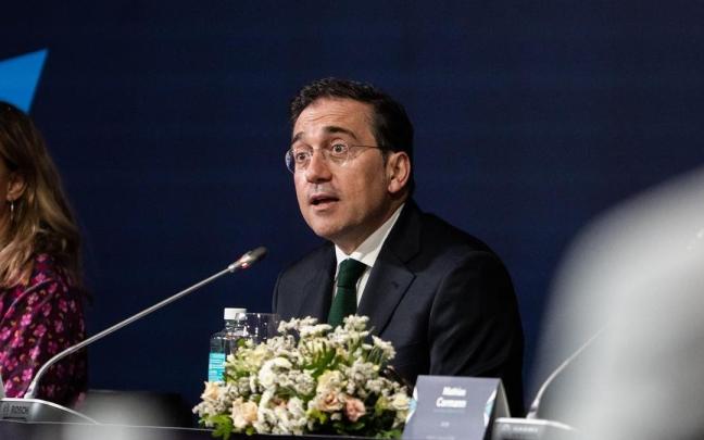 El ministro de Asuntos Exteriores, Unión Europea y Cooperación, José Manuel Albares, durante el Diálogo Ministerial OCDE.