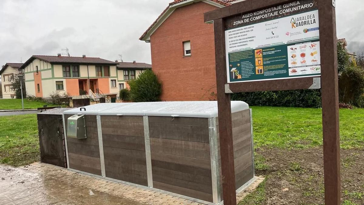 La nueva zona de compostaje comunitario de la Cuadrilla de Aiaraldea en El Soto Zaldua de Artziniega