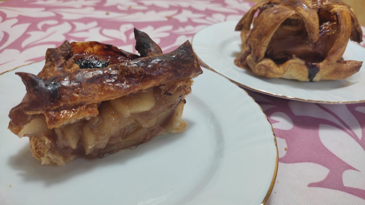 Manzana rellena cocinada en la freidora de aire.