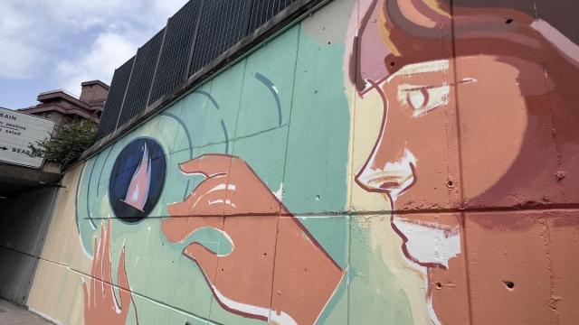 El mural que está completando el beasaindarra Xabier Anuntzibai.