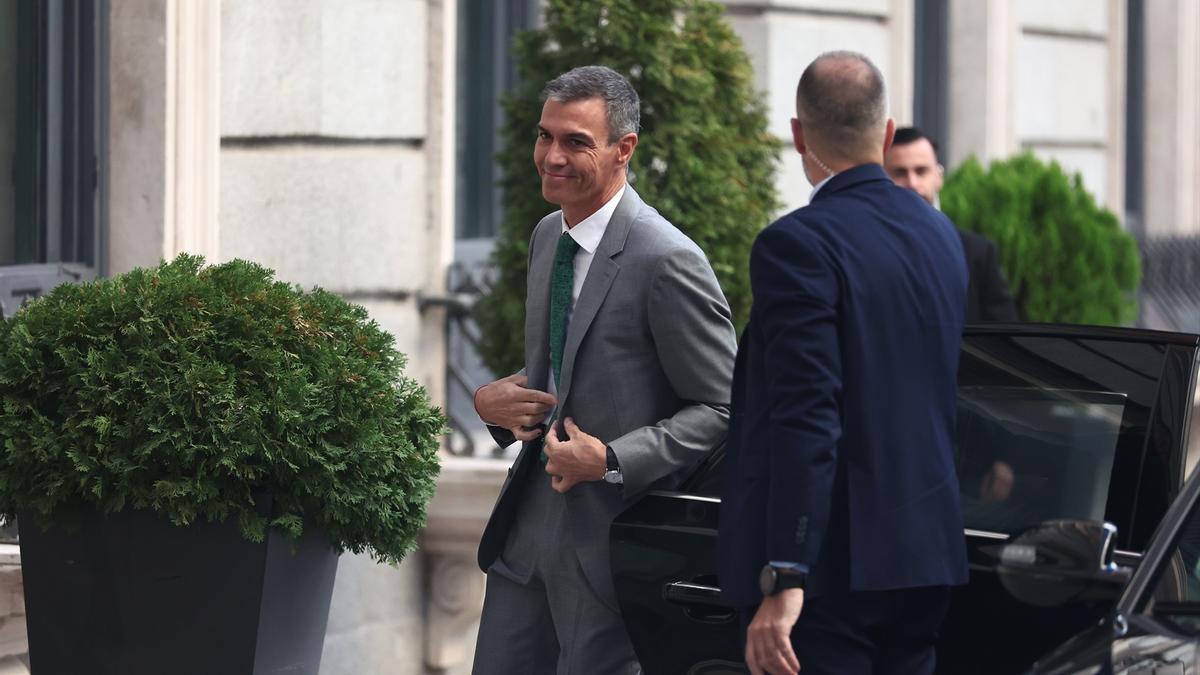 Pedro Sánchez, a su llegada a la sesión plenaria extraordinaria en el Congreso ante la crisis en Ceuta. 3 de septiembre.