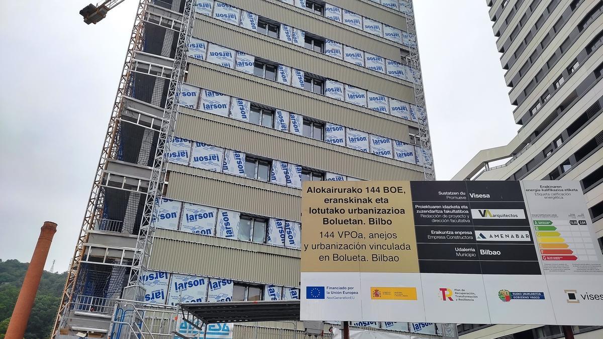 Viviendas de VPO en construcción en el barrio de Bolueta, en Bilbao.