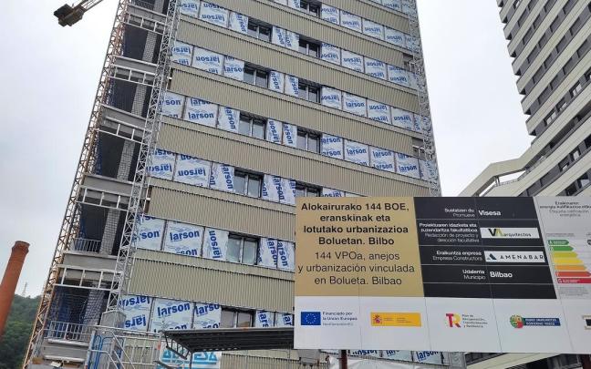 Viviendas de VPO en construcción en el barrio de Bolueta, en Bilbao.