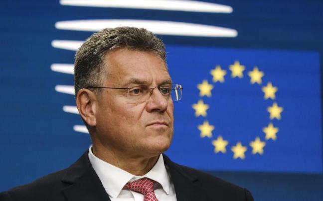 El comisario de Comercio, Maros Sefcovic, en una rueda de prensa en Bruselas.