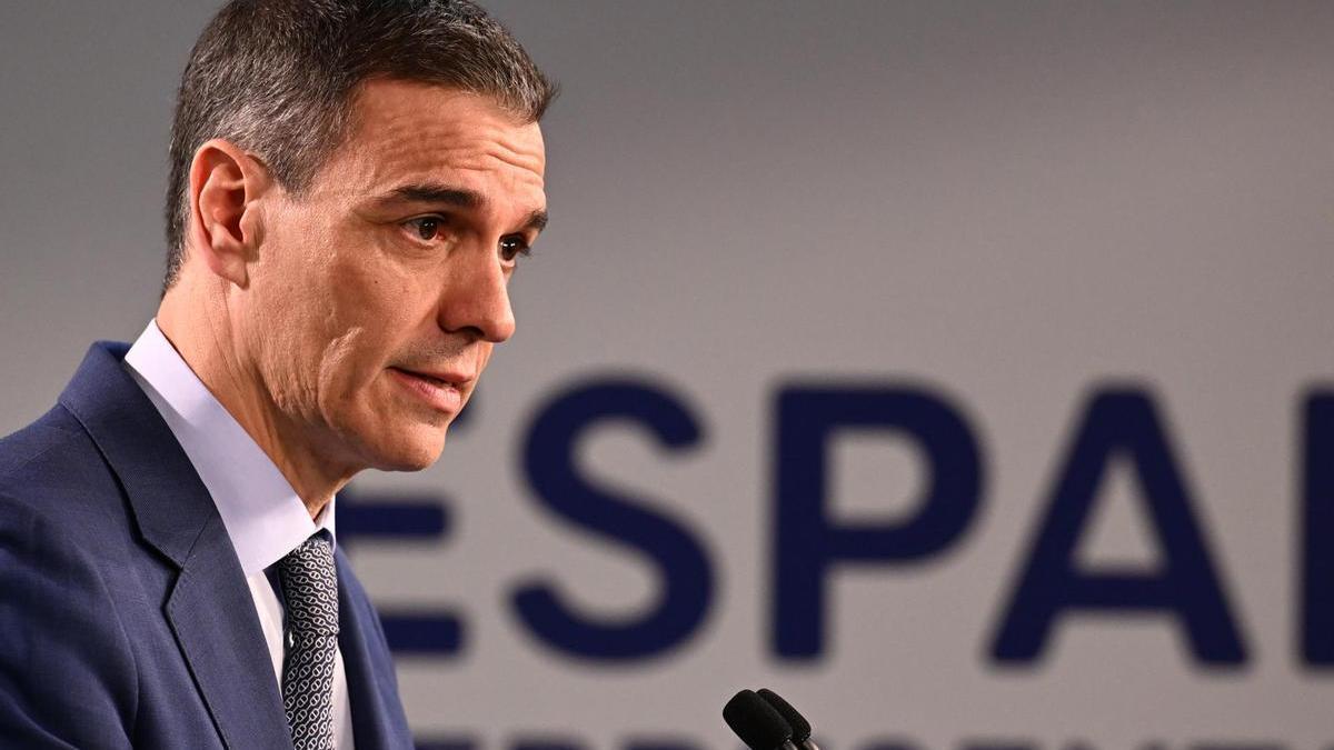 Pedro Sánchez en la rueda de prensa al finalizar la sesión de trabajo del Consejo Europeo.