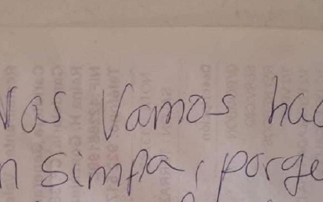 El comienzo del texto escrito tras la cuenta.