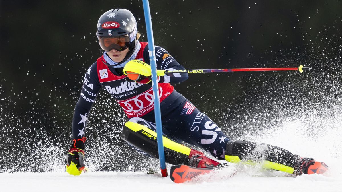 Shiffrin, en acción antes de conquistar su sexto gran Globo de Oro.