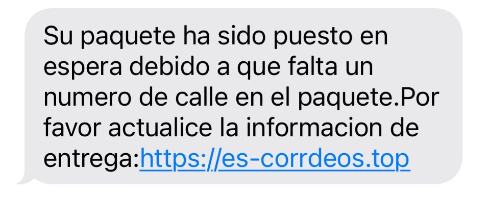 Ejemplo de SMS estafa