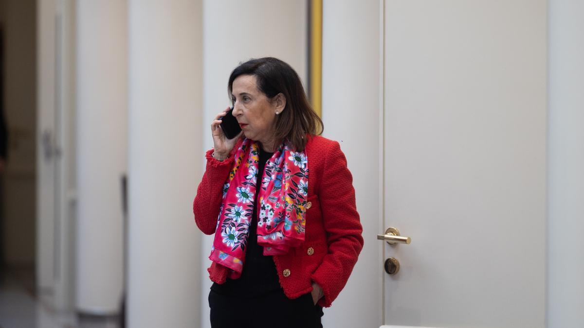 La Ministra de Defensa Margarita Robles a su llegada a la sesión de control al Gobierno en el Senado