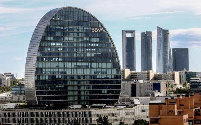 Fachada del edificio ‘La Vela’, en la ciudad del BBVA. / E. P. Fachada del edificio ‘La Vela’, en la ciudad del BBVA.