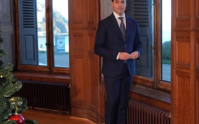 El lehendakari Imanol Pradales, durante su mensaje de fin de año.