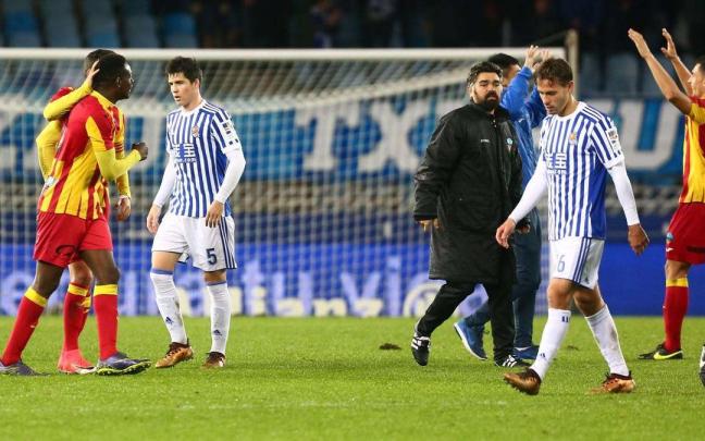 Zubeldia y Canales lamentan en 2017 la eliminación copera a manos del Lleida, tras el 0-1 de la ida en Catalunya. Real Sociedad