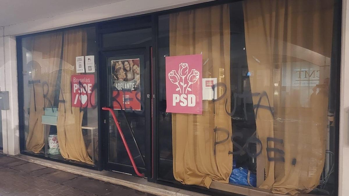 La sede del PSOE atacada en Bruselas.