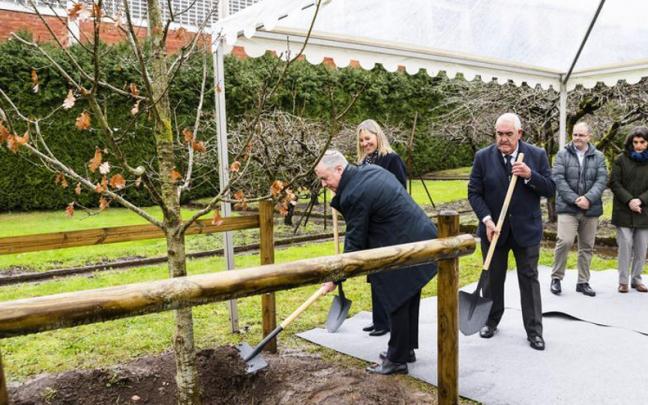 Urkullu ha participado este lunes en la plantación de un retoño del Árbol de Gernika en el jardín del Palacio La Puente de Turtzios.