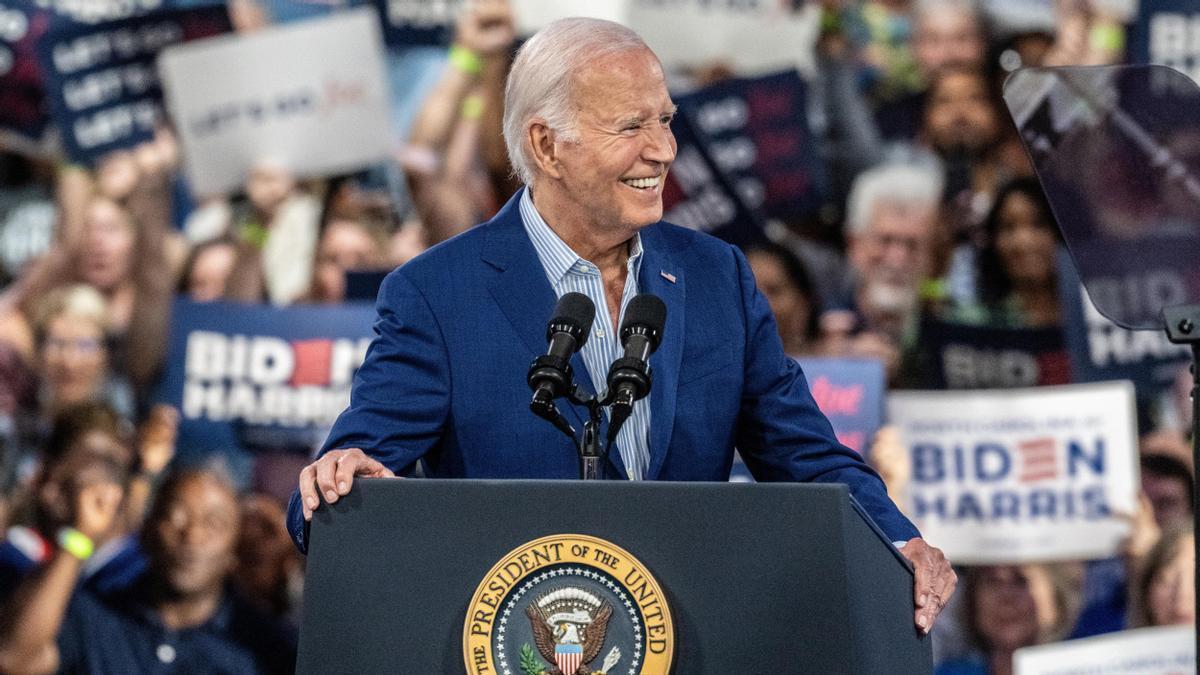 Joe Biden, durante el acto en Carolina del Norte posterior al debate electoral con Trump.