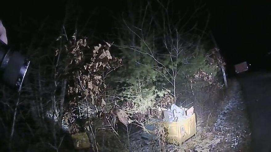 Los paquetes, abandonados en el bosque.