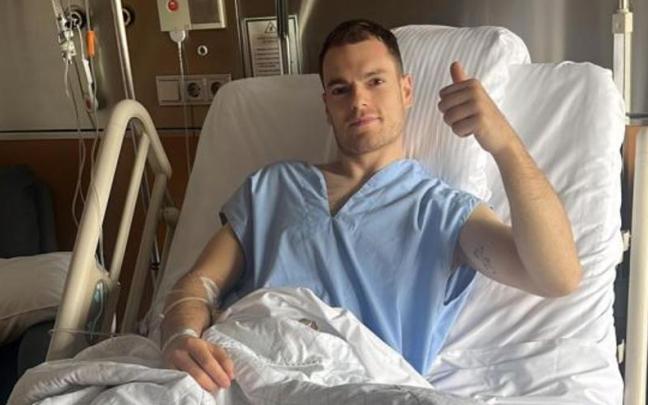 Unai Laso, después de la operación de apendicitis a la que se sometió el 2 de junio.