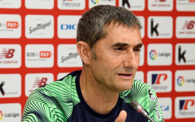 Ernesto Valverde, en la rueda de prensa ofrecida este miércoles en Lezama. Ernesto Valverde, en la rueda de prensa ofrecida este miércoles en Lezama.