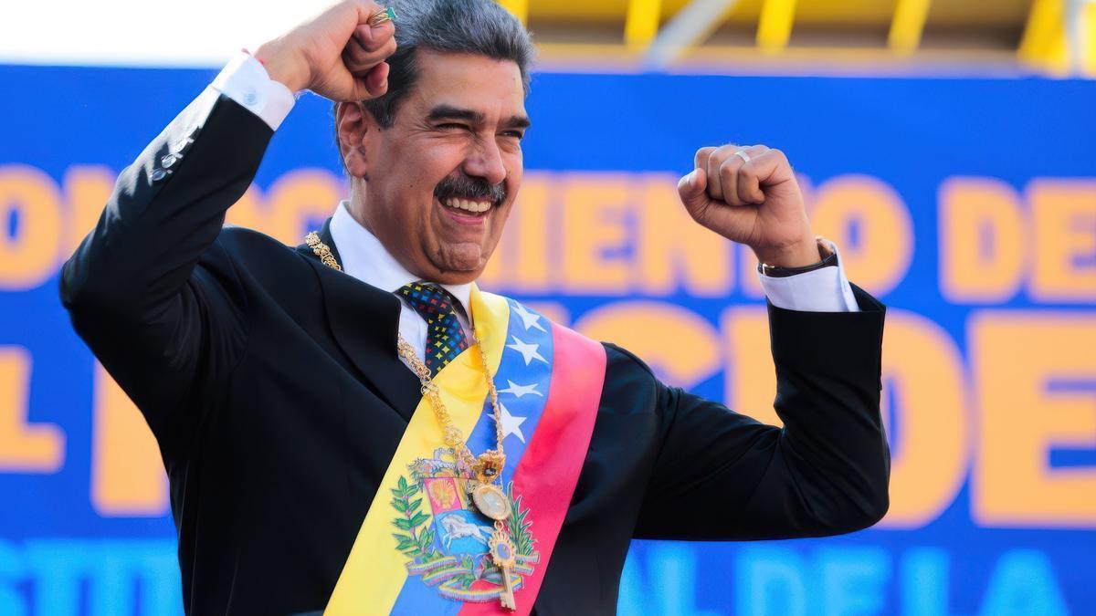 El presidente de Venezuela, Nicolás Maduro, durante el acto de toma de posesión, en la sede de la Asamblea Nacional