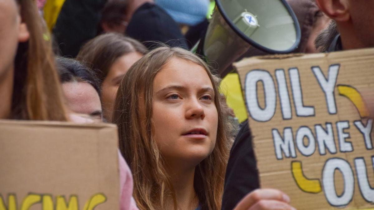 Greta Thunberg durante una protesta en Londres.