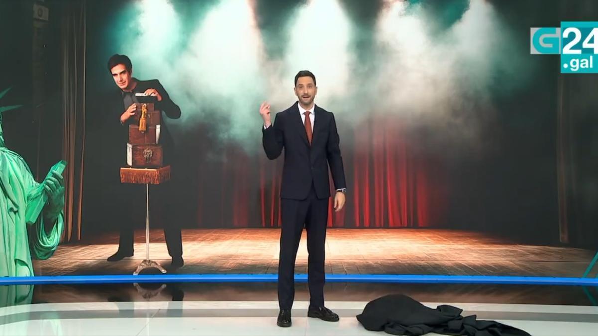 El presentador, Pablo Muñoz, un momento antes de desaparecer.
