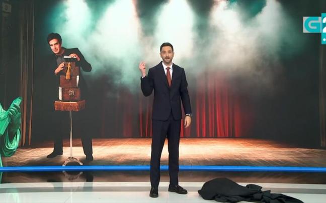 El presentador, Pablo Muñoz, un momento antes de desaparecer.