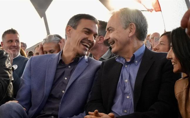 Pedro Sánchez y Rodríguez Zapatero, en un acto de la campaña electoral de Castilla y León.