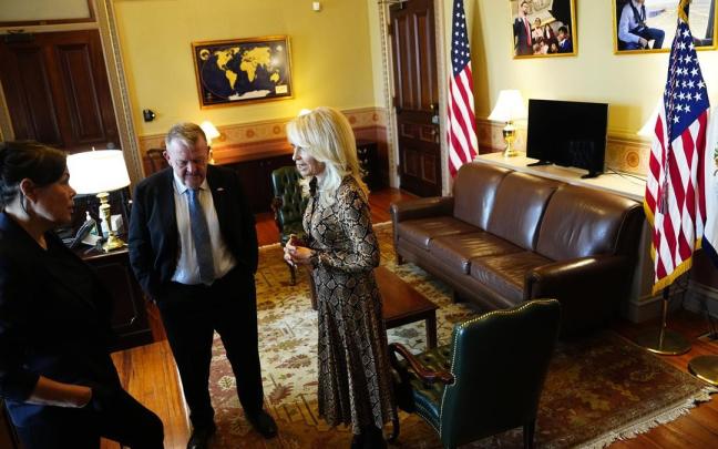 Delegaciones de Dinamarca y Groenlandia antes de la reunión con JD Vance y Marco Rubio