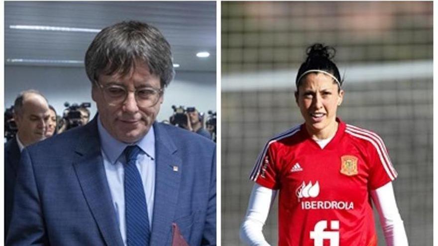 El expresident de la Generalitat, Carles Puigdemont, y la futbolista, Jenni Hermoso.