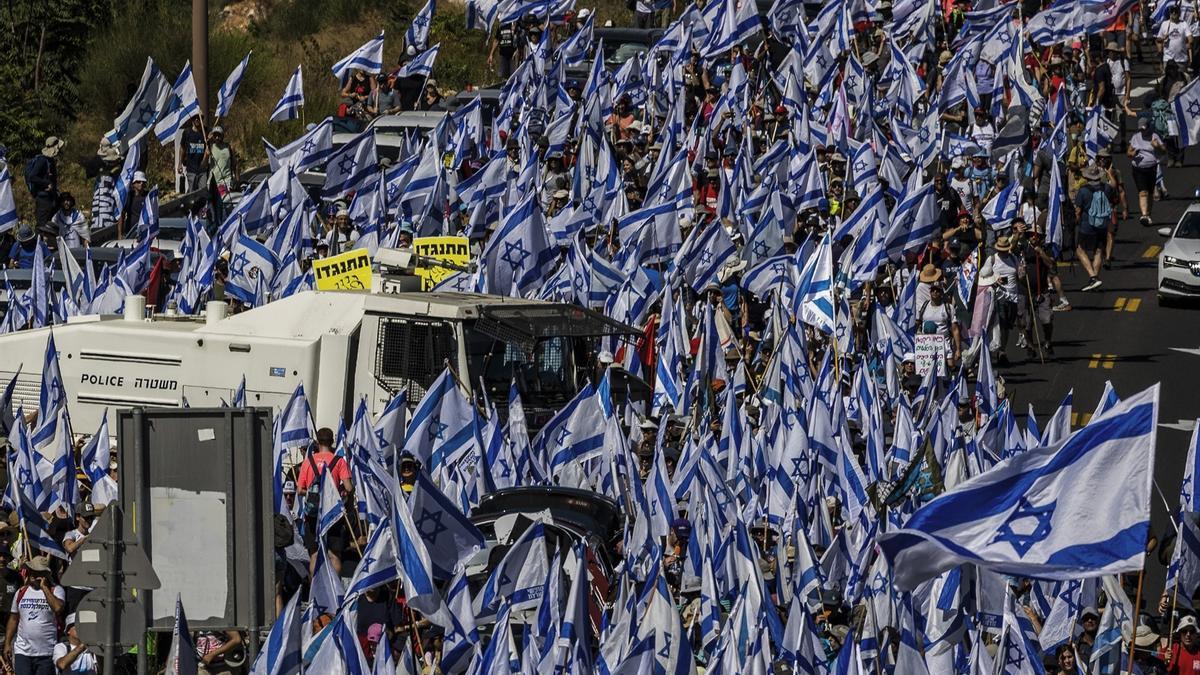 Manifestación contra la reforma judicial en Israel.