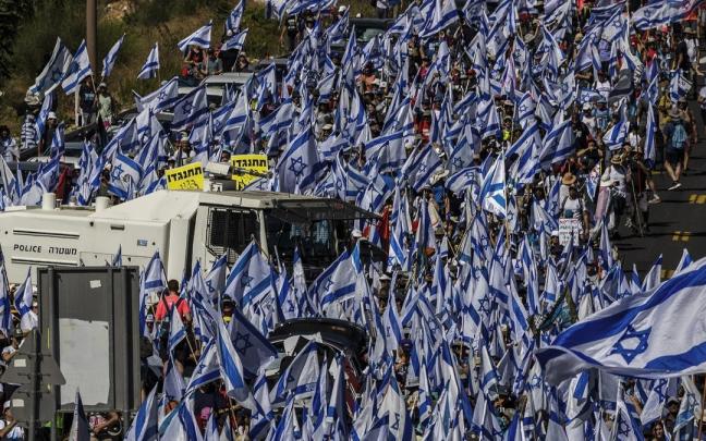 Manifestación contra la reforma judicial en Israel.