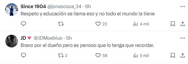 Algunos de los comentarios al post.