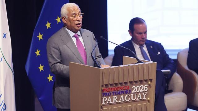Antonio Costa, durante la conferencia por el acuerdo con Mercosur.