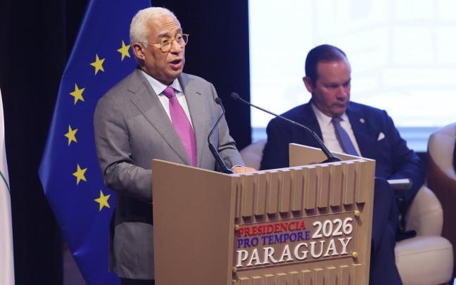 Antonio Costa, durante la conferencia por el acuerdo con Mercosur.