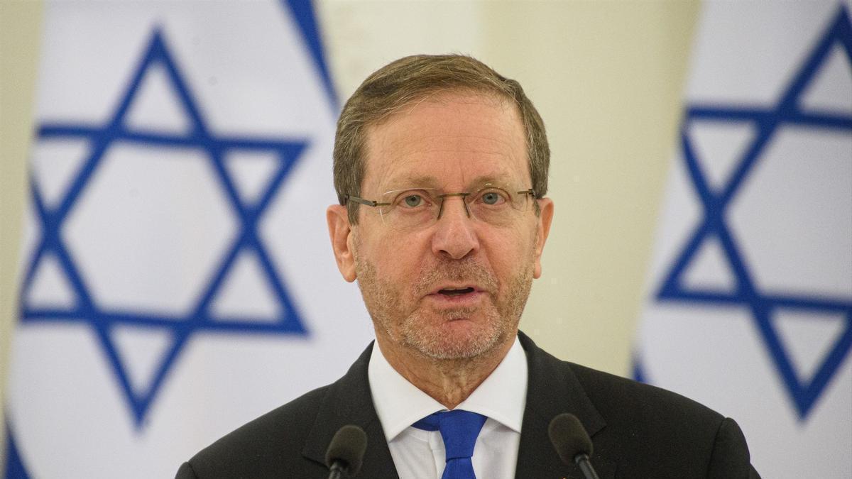 El presidente de Israel, Isaac Herzog, durante una rueda de prensa.