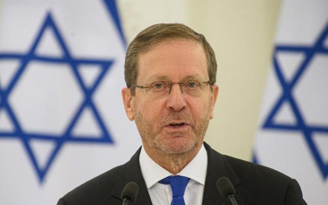 El presidente de Israel, Isaac Herzog, durante una rueda de prensa.