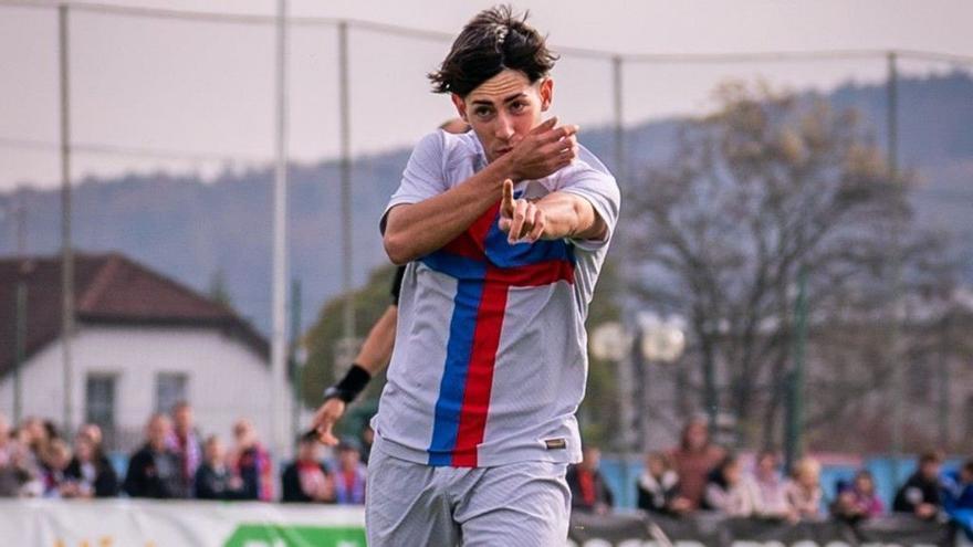 Dani Rodríguez celebra un gol con el Barcelona. / N.G.