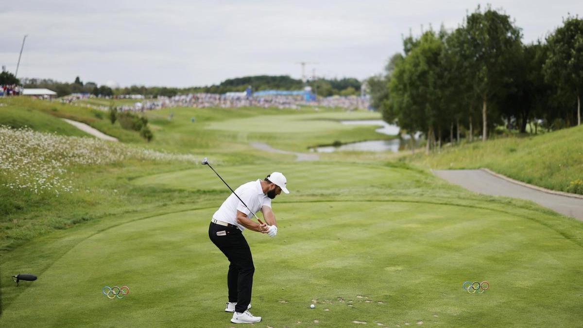 Rahm durante la tercera ronda del torneo masculino de golf de los Juegos.